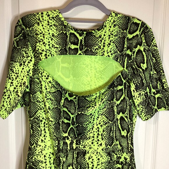 Womens Snake Animal Print Bodysuit Cut Out Front Short Sleeves One Piece Leotard - Picture 2 of 9